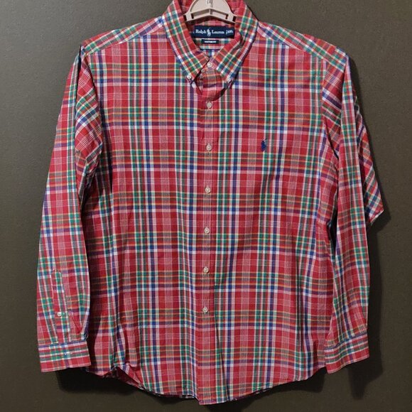 Ralph Lauren Custom Fit Plaid Long Sleeve Button Down Men's XXL - Picture 1 of 5